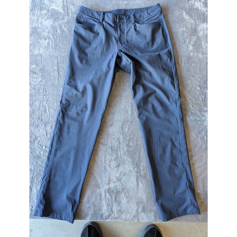 Lululemon Lab Mens Technical Trousers Gray Blue Stretch 5-Pocket Pants 37x32